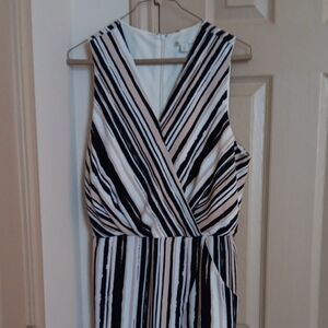 Striped Black and White Sleeveless Romper